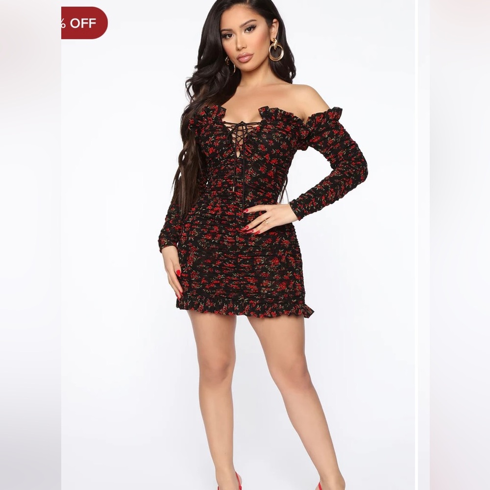Medium ruched mini dress